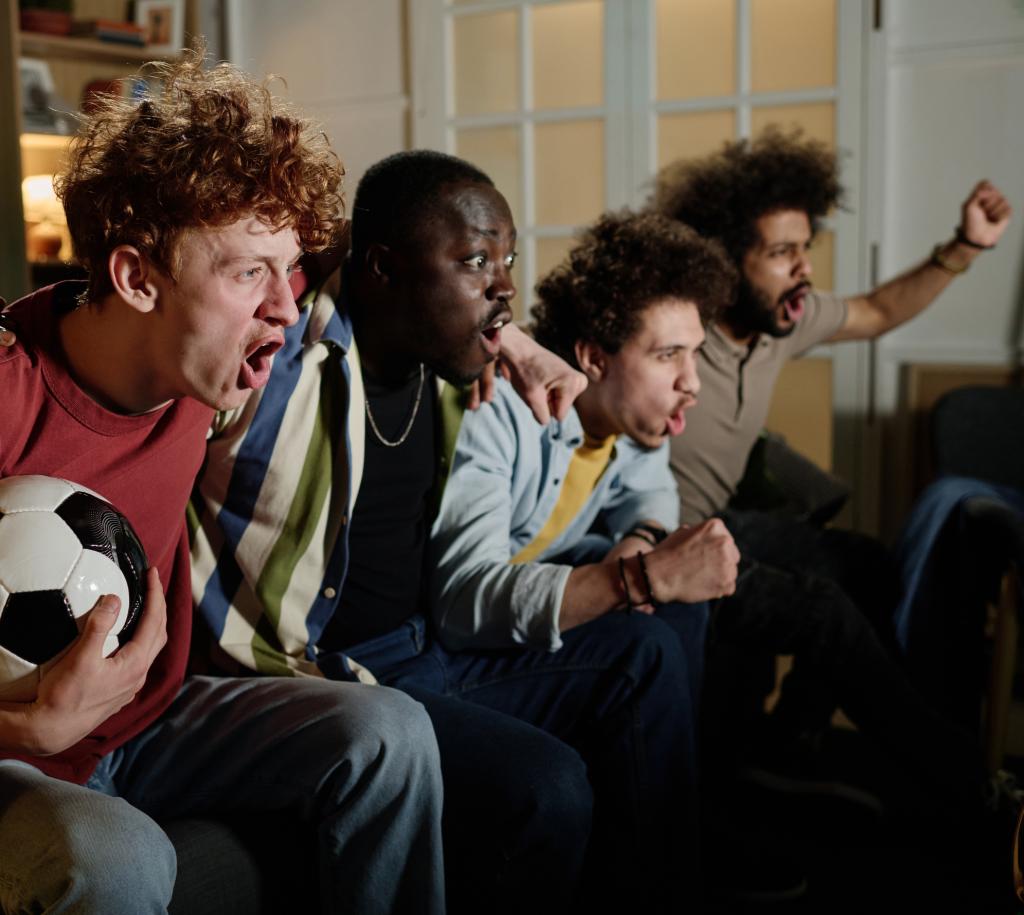 Friends watching the soccer game