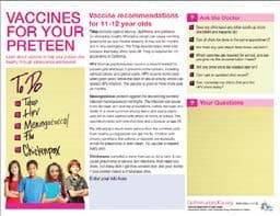 Vaccine For your Preteen Flyer bilingual, click to view document