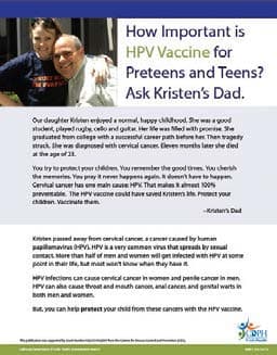How important is HPV Vaccine for Preteens and Teens Flyer, click to view document