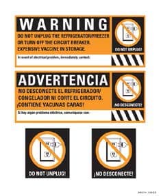 Do not unplug warning stickers