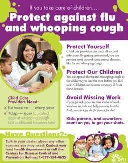 Childcare Worker Flu & Whooping Cough Flyer