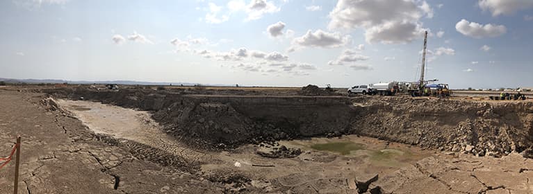 Niland Geyser with digging equipment on right side